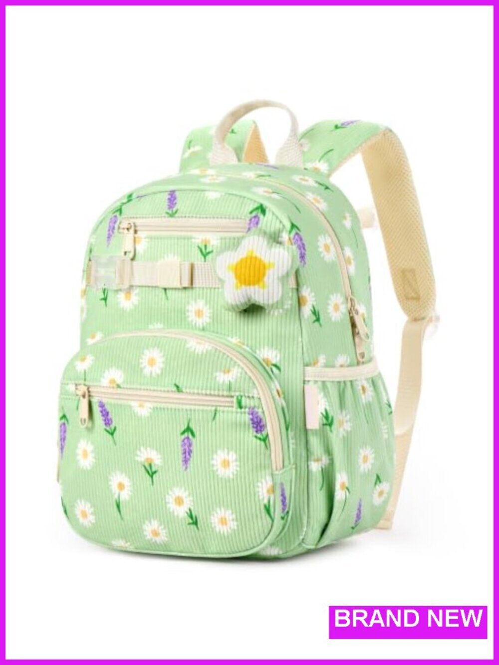 Kids Corduroy Backpack with Padded Straps, 15L Daypack